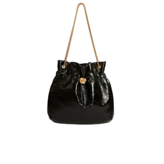 Bonita Elegant Black Drawstring Shoulder Bag